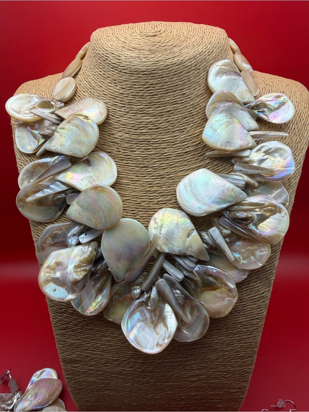 Handmade Iridescent Mother-of-Pearl Statement Necklace - Women Jewelry